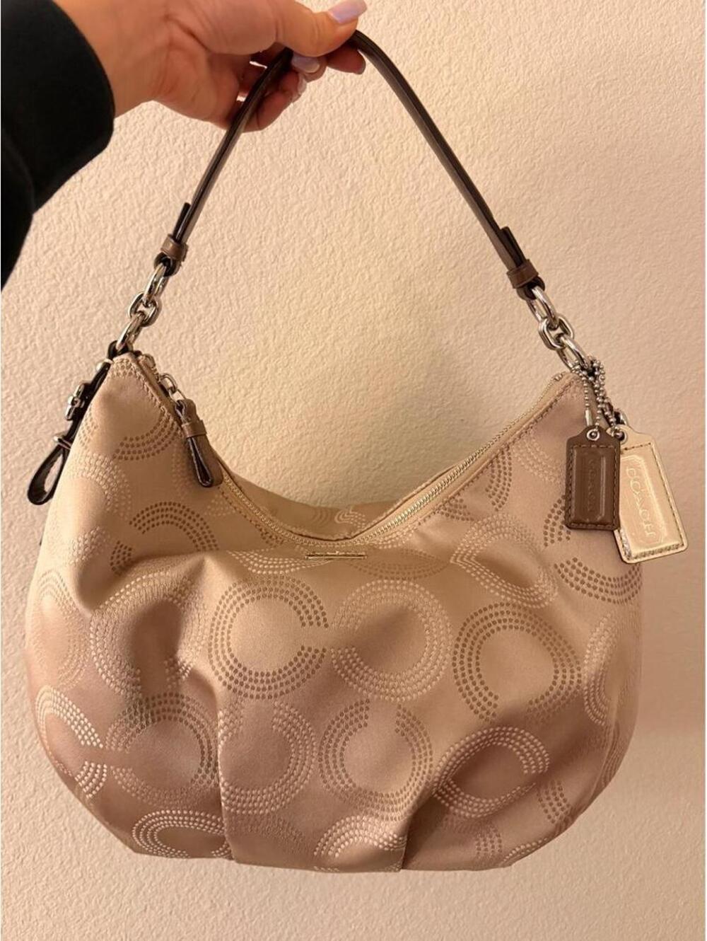 Vintage Coach Madison Dotted Op Art Convertible Hobo Bag 2012